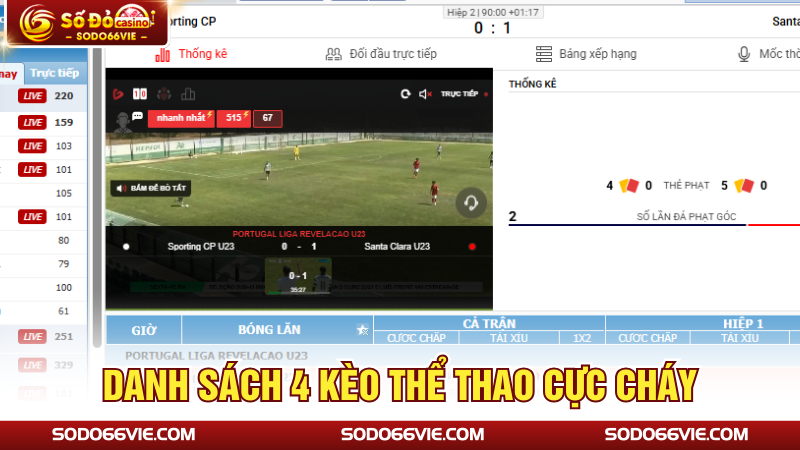 Danh sách 4 kèo thể thao cực cháy
