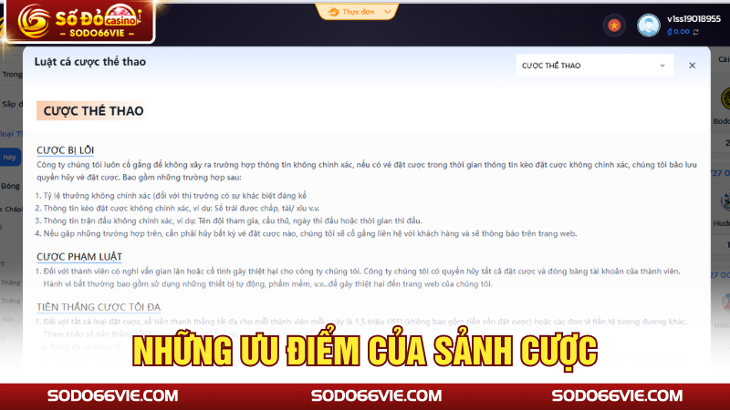 Những ưu điểm của sảnh cược